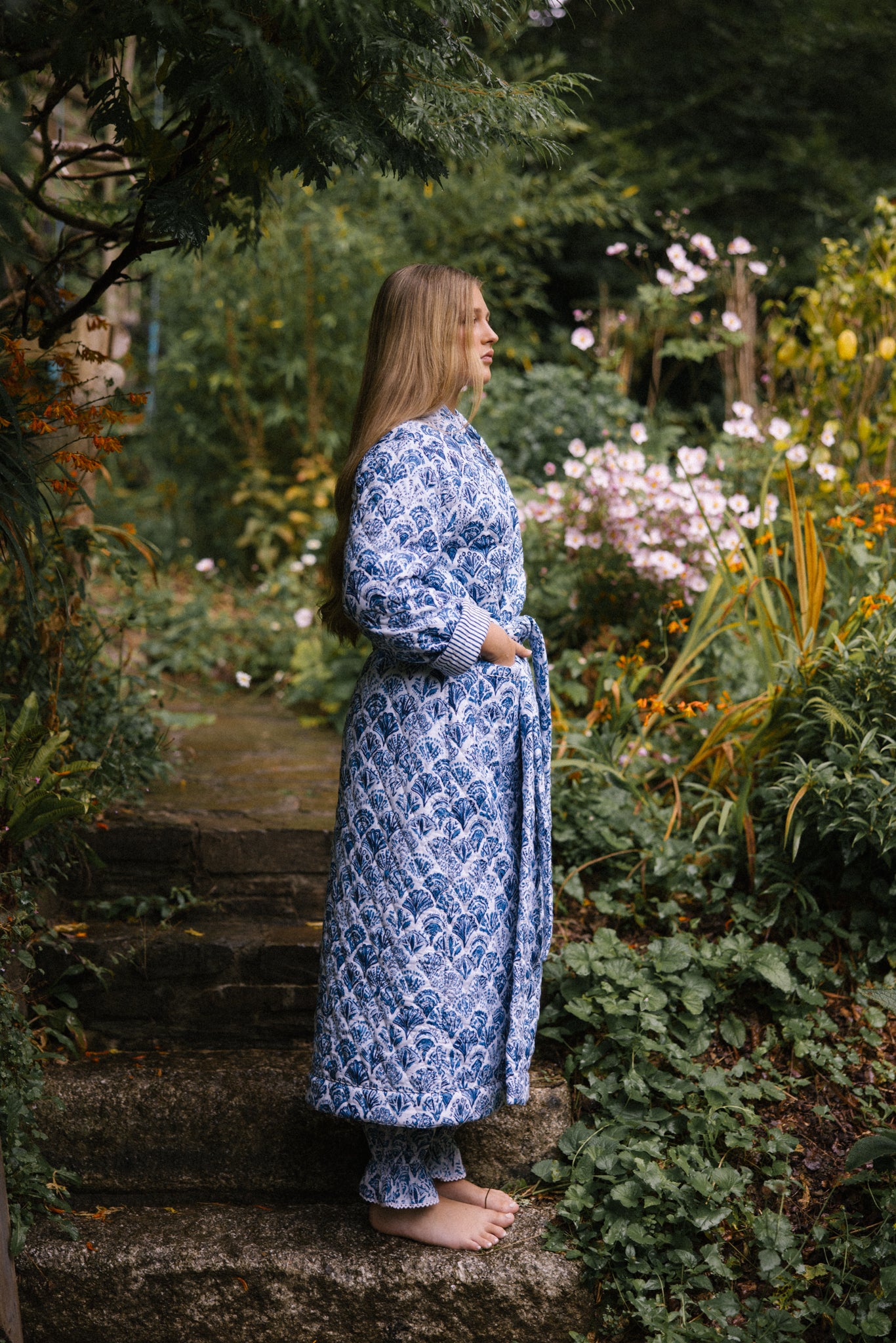 Quilted Dressing Gown - Sea Shell