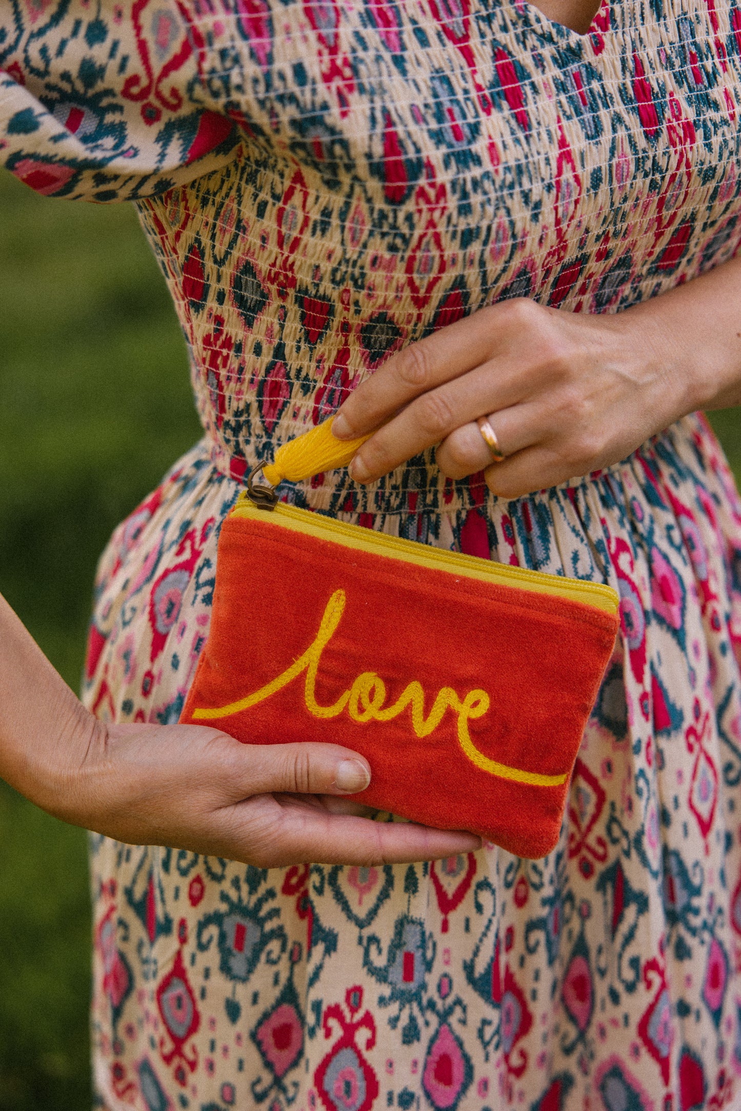 Velvet Love Pouch in Orange & Yellow