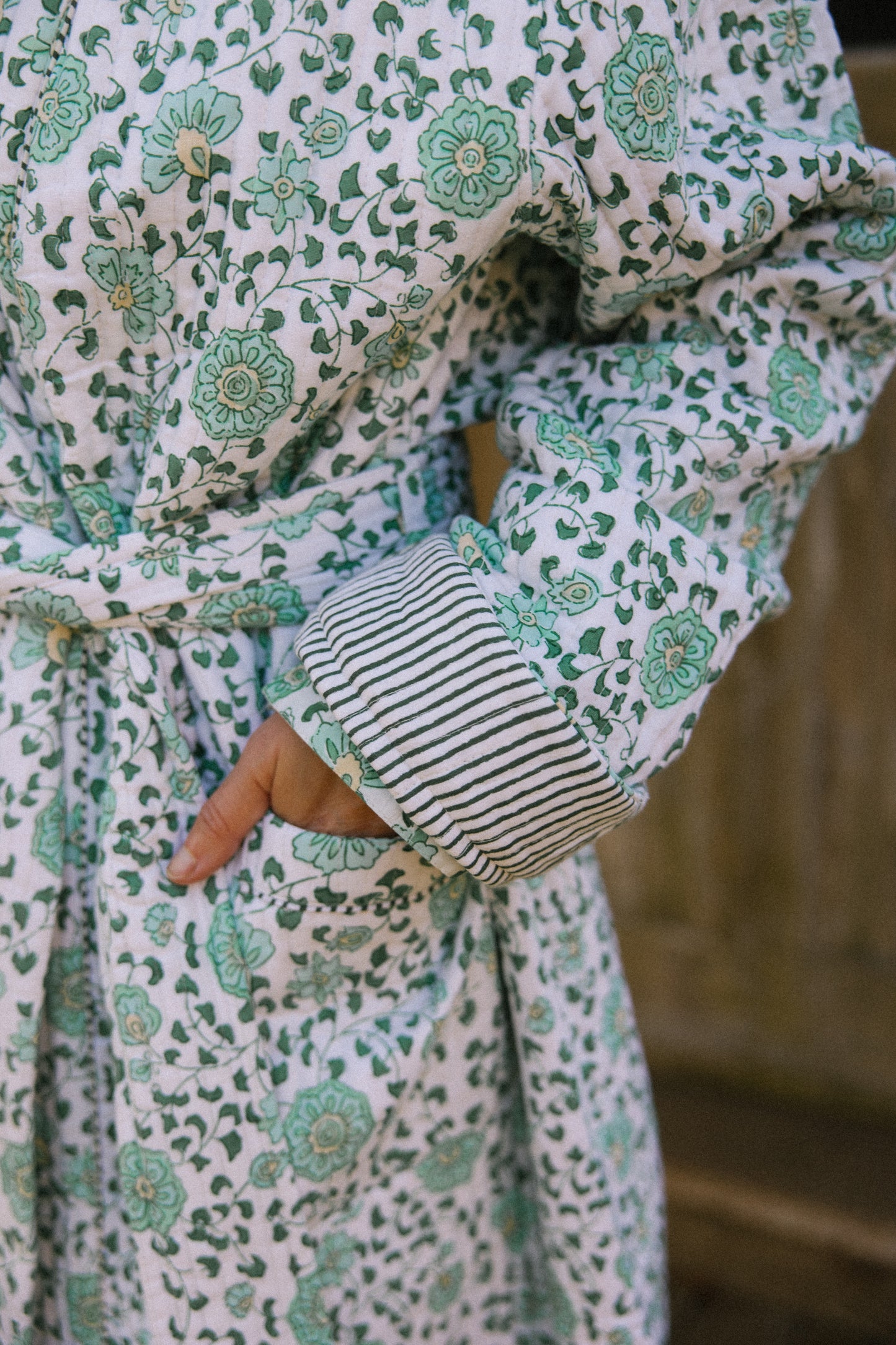 Quilted Dressing Gown - Petala Green