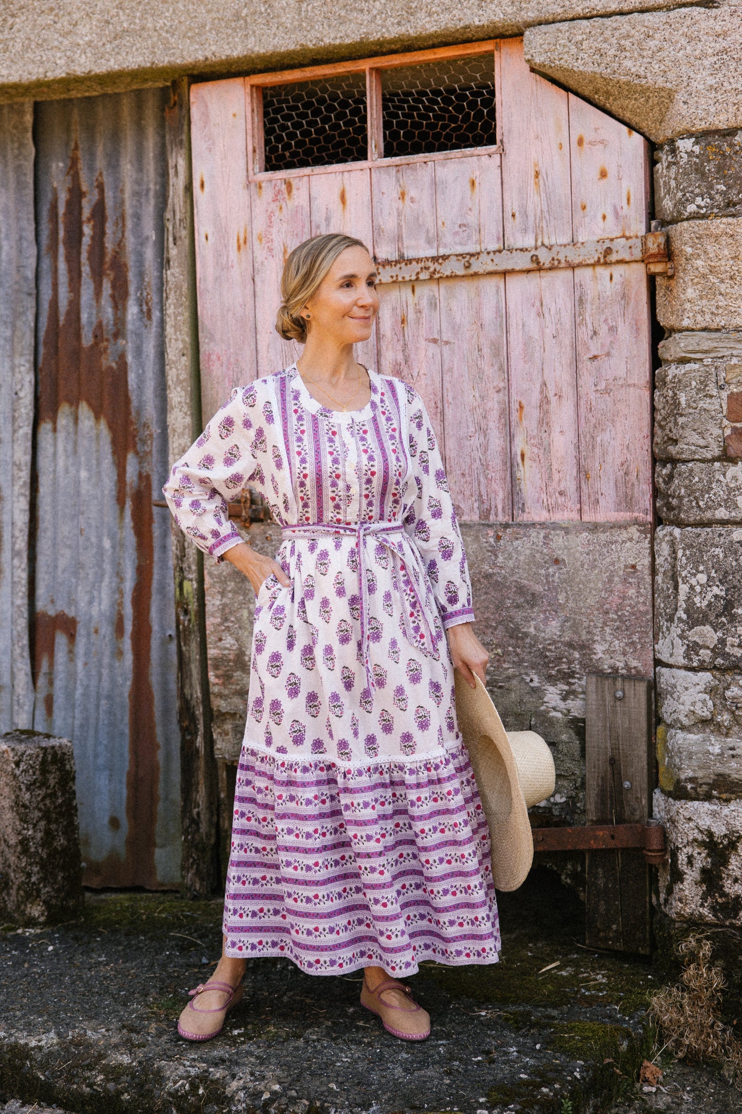 Roxanne -Lilac & White Dress
