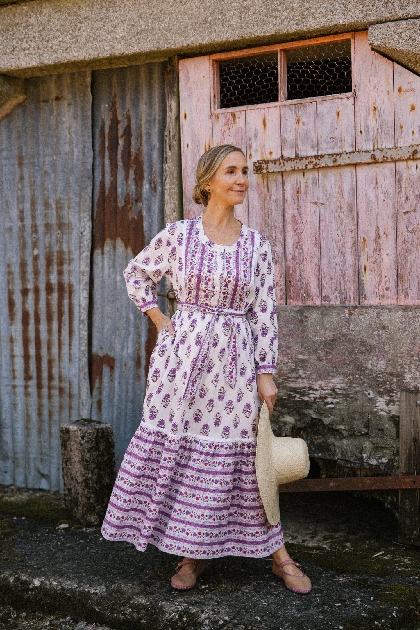 Roxanne -Lilac & White Dress