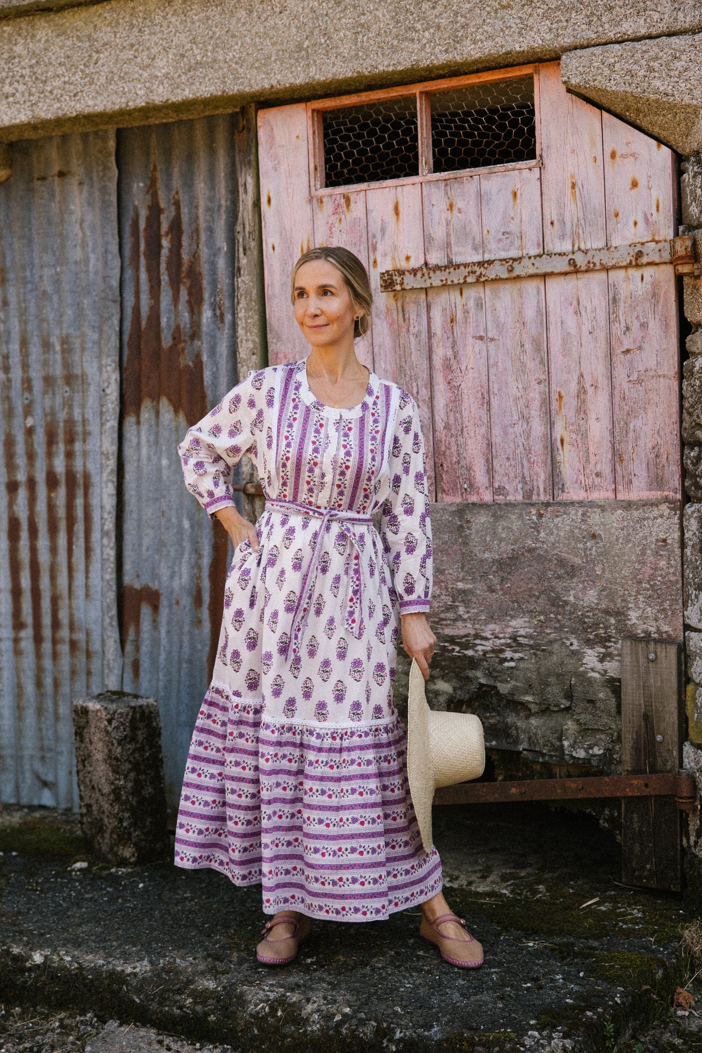 Roxanne -Lilac & White Dress