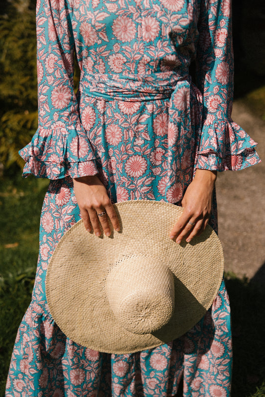 Raffia Sombrero Wide Brim Hat in Natural