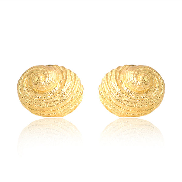 Pendientes de botón con forma de concha - Oro