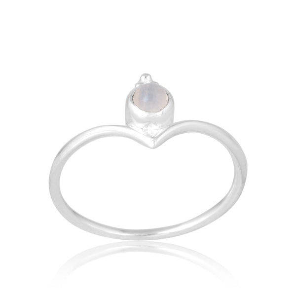 Anillo Gaia Wishbone - Piedra Lunar de Plata