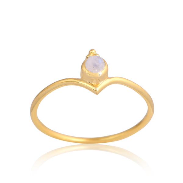 Gaia Wishbone Ring -Gold Moonstone