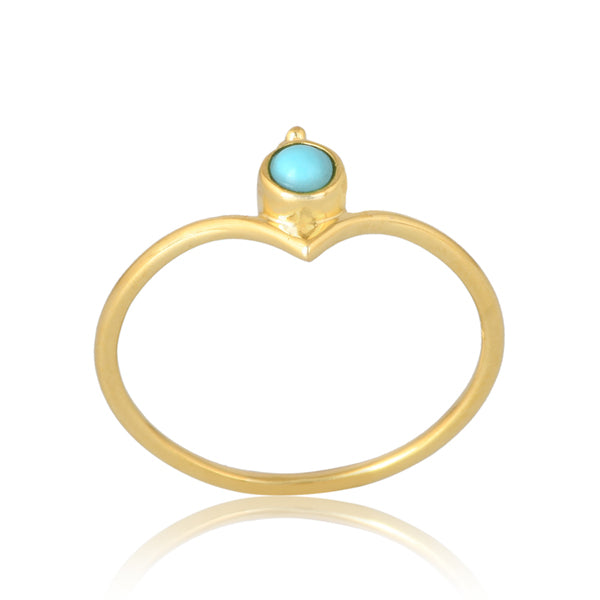 Anillo Gaia Wishbone - Oro con turquesa de Arizona