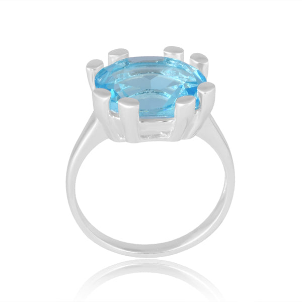 Noa Claw Ring - Silver Blue Topaz