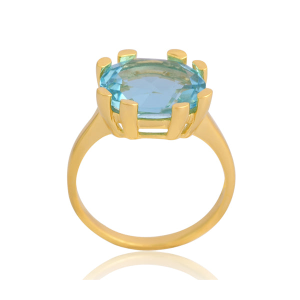 Noa Claw Ring - Gold Blue Topaz