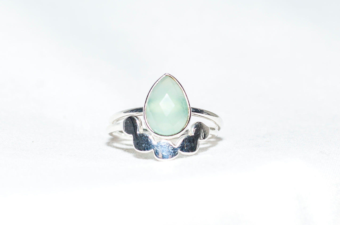 Sterling Silver Twin Ring in Aqua Chalcedony