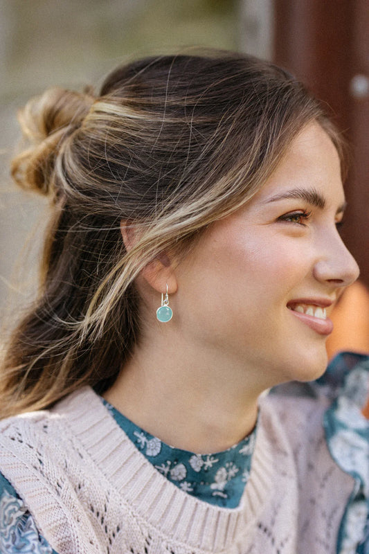 Sterling Silver Hook Earrings - Aqua Chalcedony