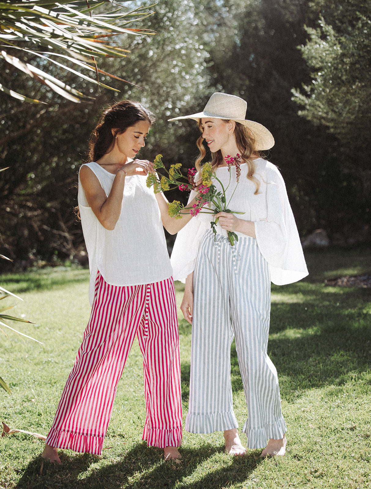Audrey Stripe Trousers - Grey/White - Coming Soon