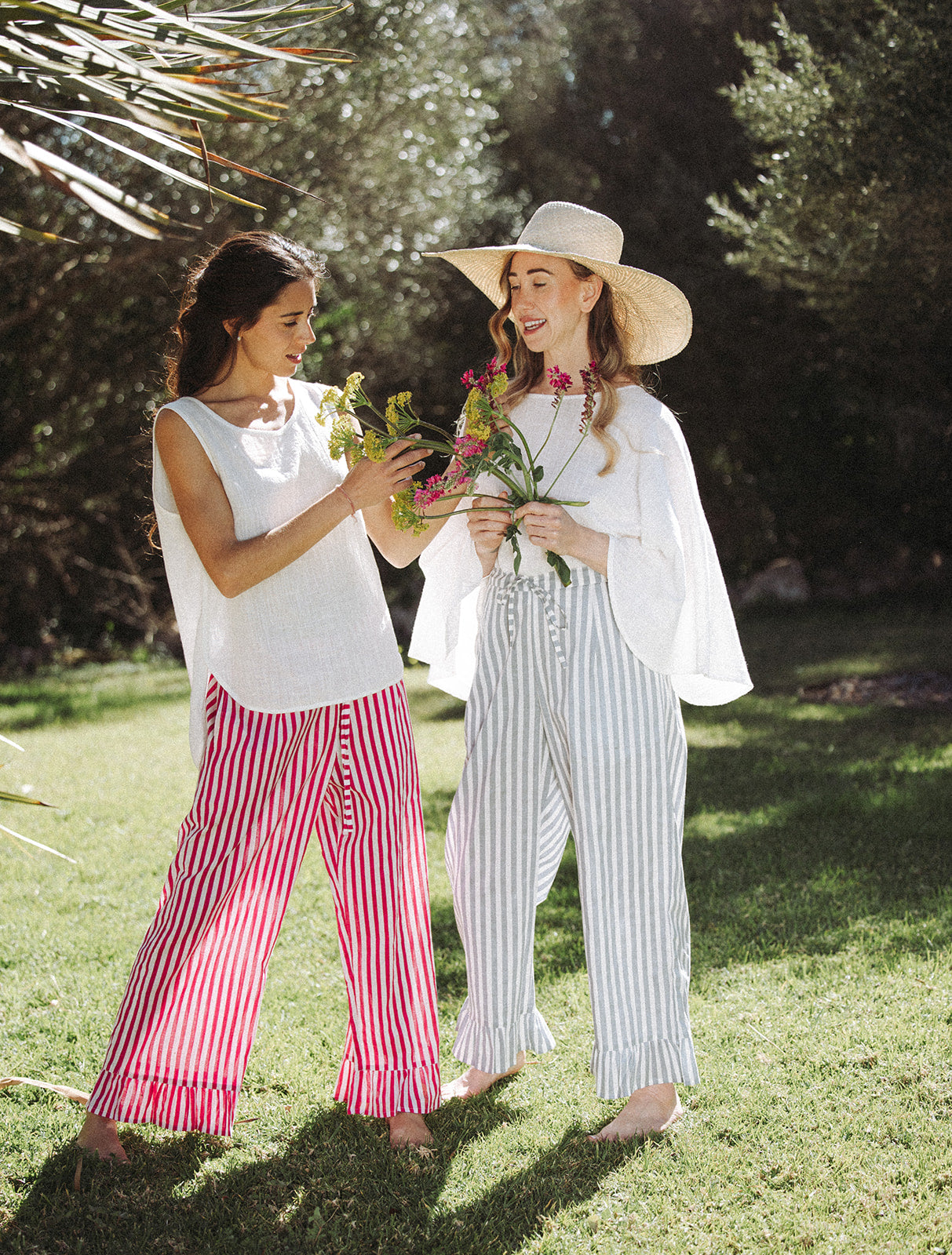 Audrey Stripe Trousers - Grey/White - Coming Soon
