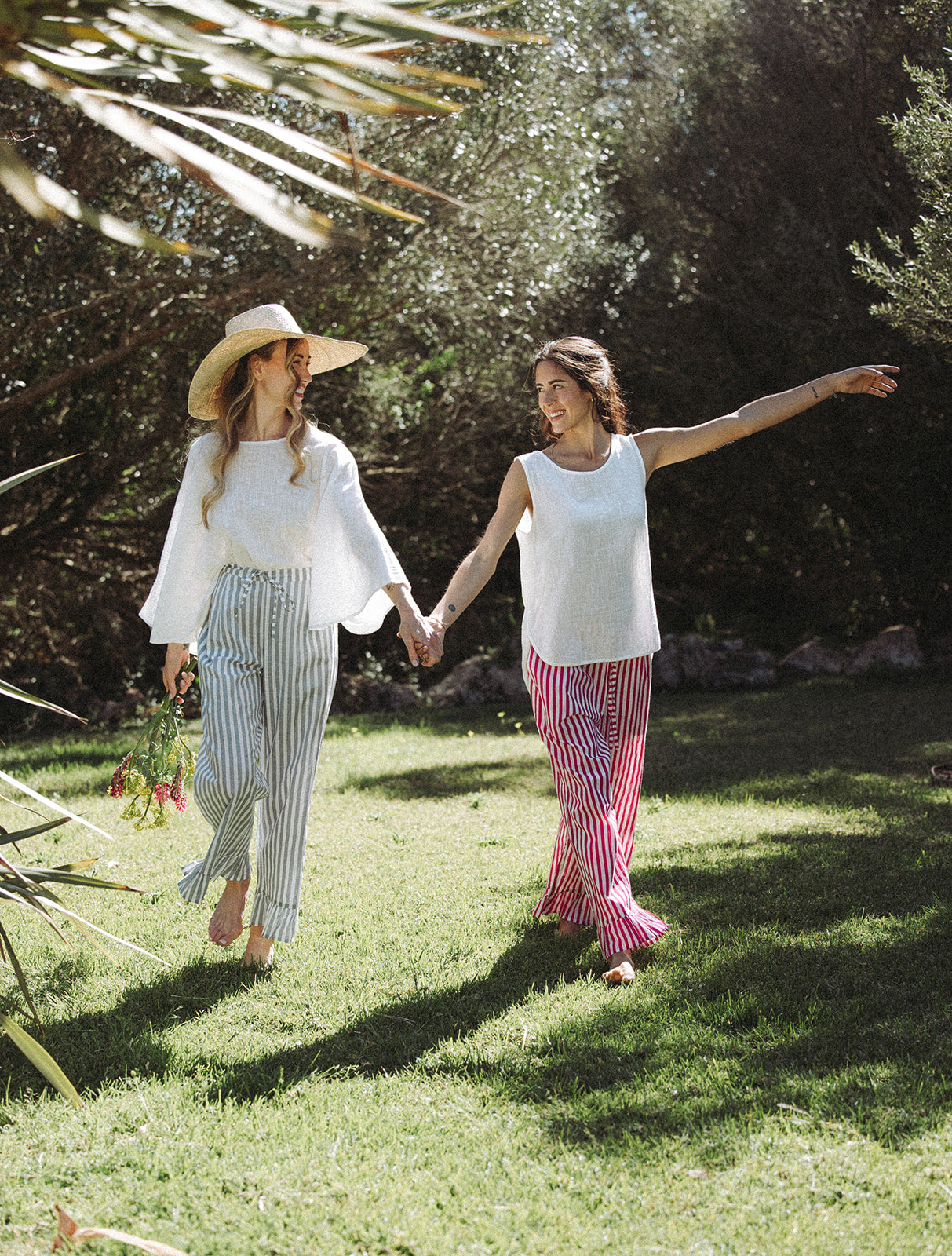Audrey Stripe Trousers - Grey/White - Coming Soon