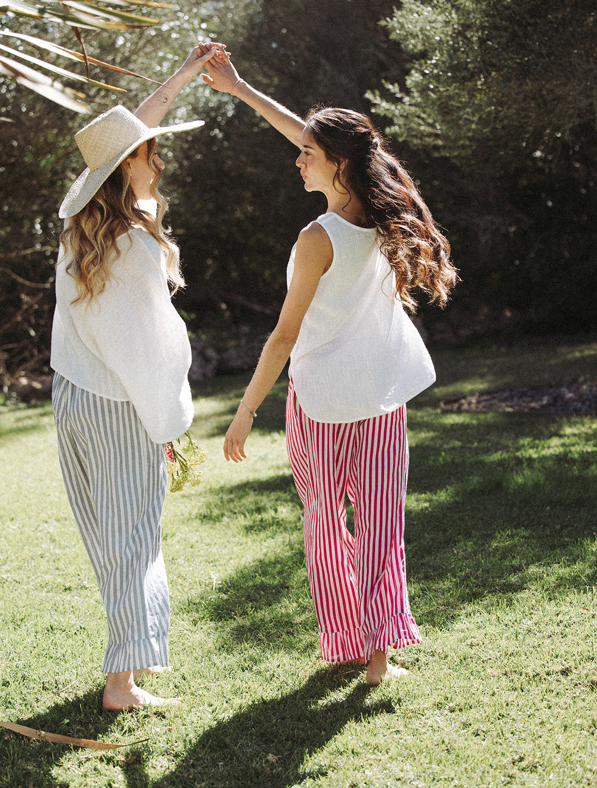 Audrey Stripe Trousers - Grey/White - Coming Soon