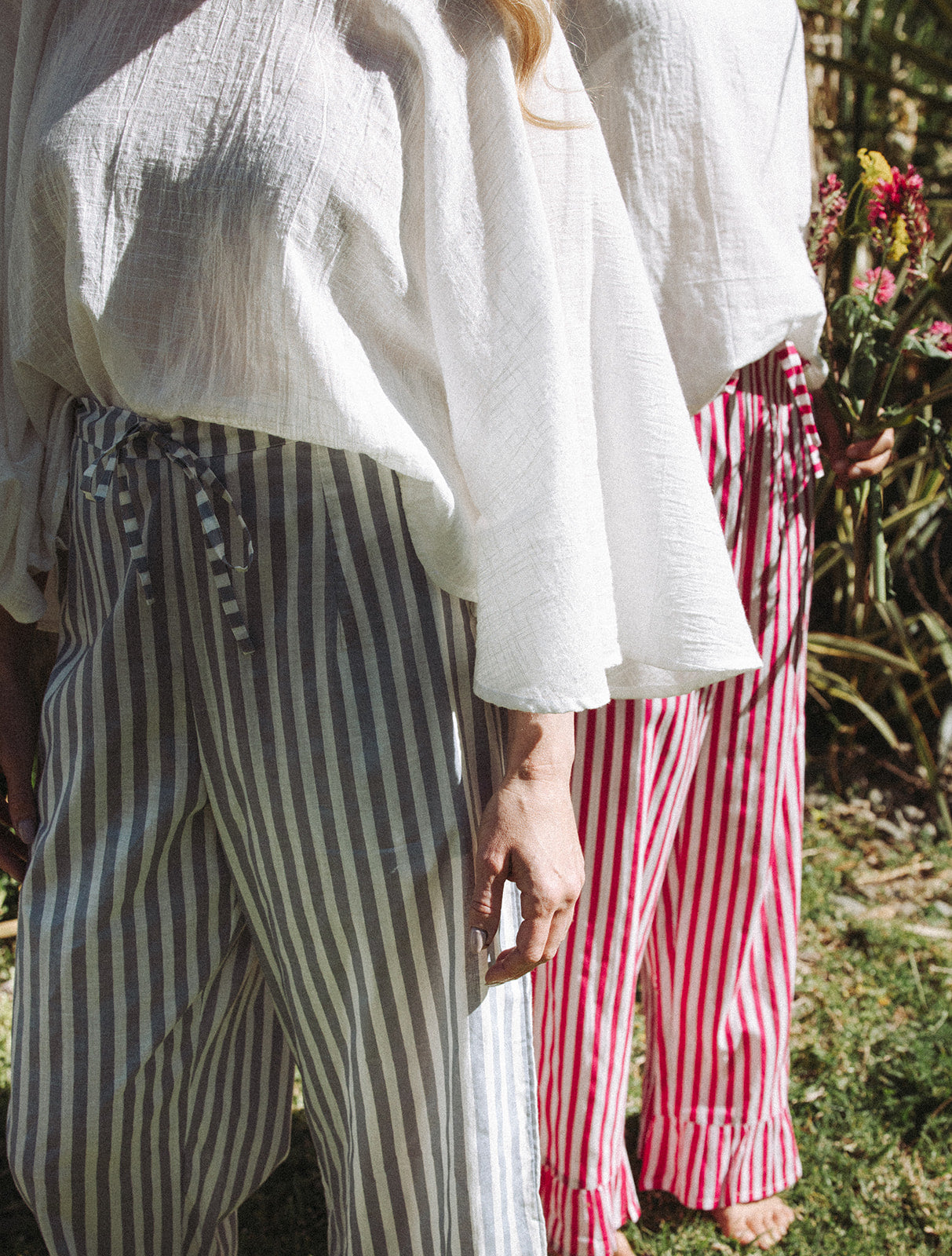 Audrey Stripe Trousers - Grey/White - Coming Soon