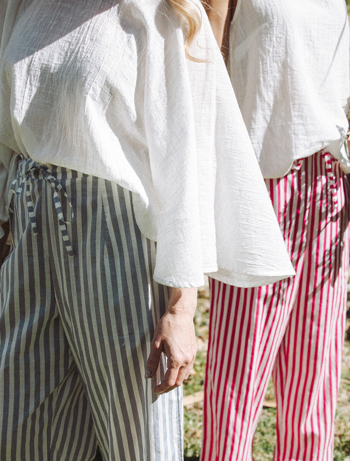 Audrey Stripe Trousers - Grey/White - Coming Soon