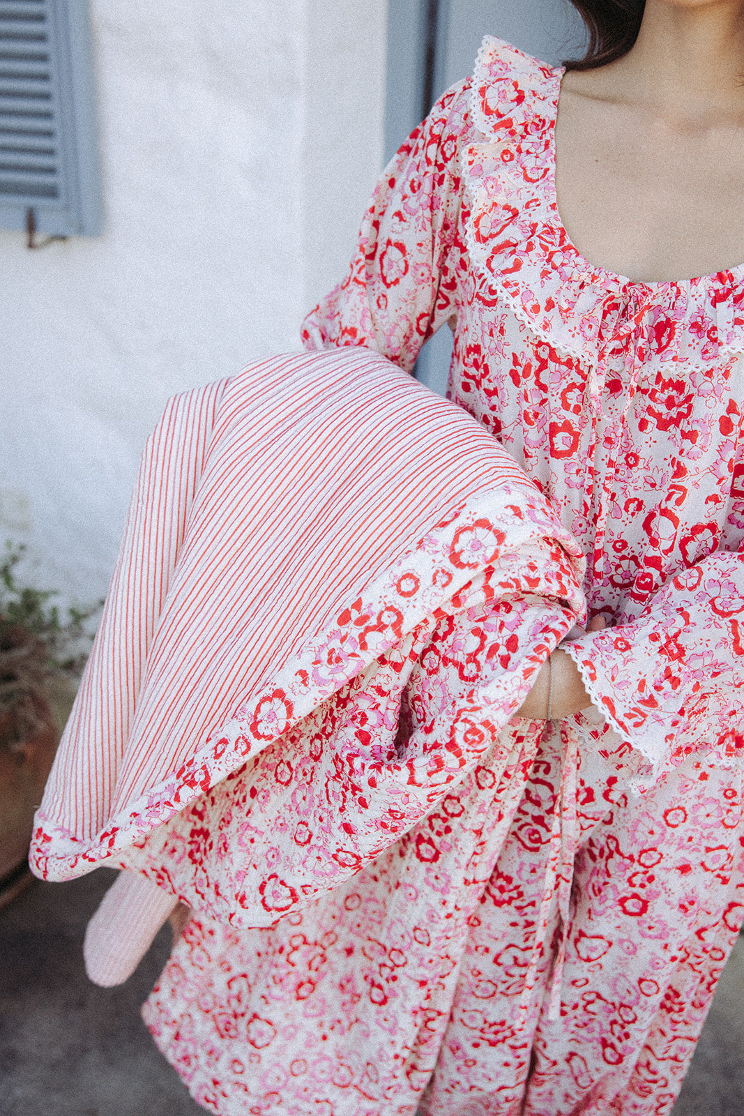 Quilted Dressing Gown - Cherry Blossom