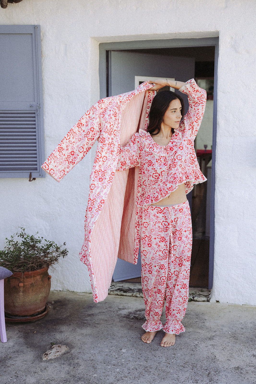 Quilted Dressing Gown - Cherry Blossom