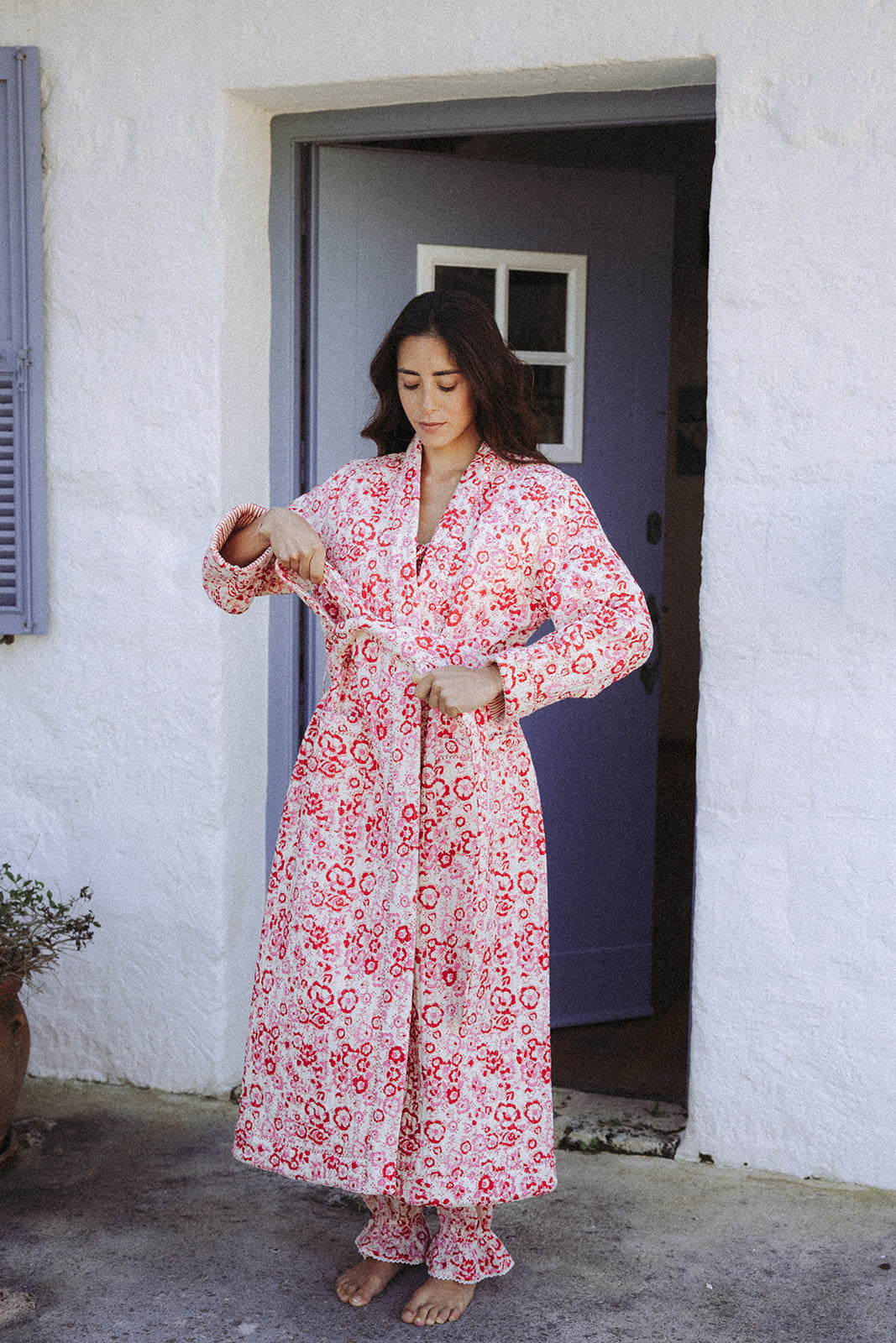 Quilted Dressing Gown - Cherry Blossom