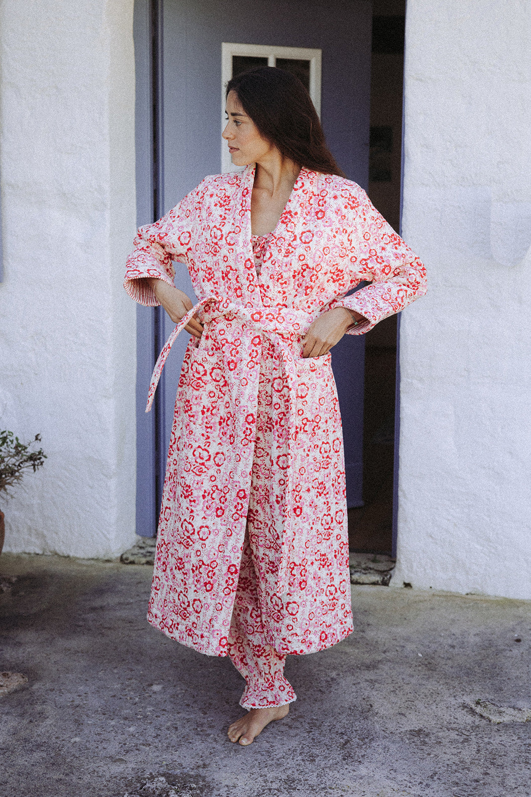 Quilted Dressing Gown - Cherry Blossom