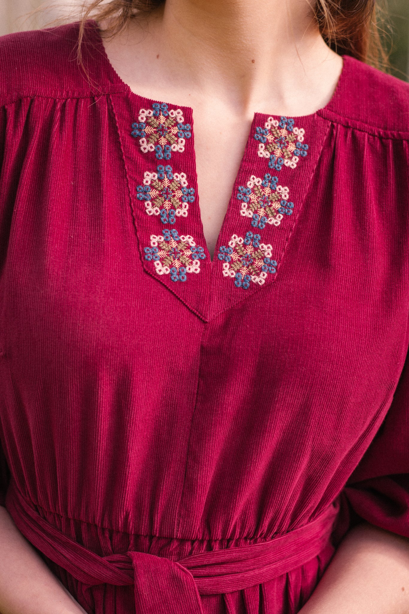 Miriam Corduroy Dress in Plum
