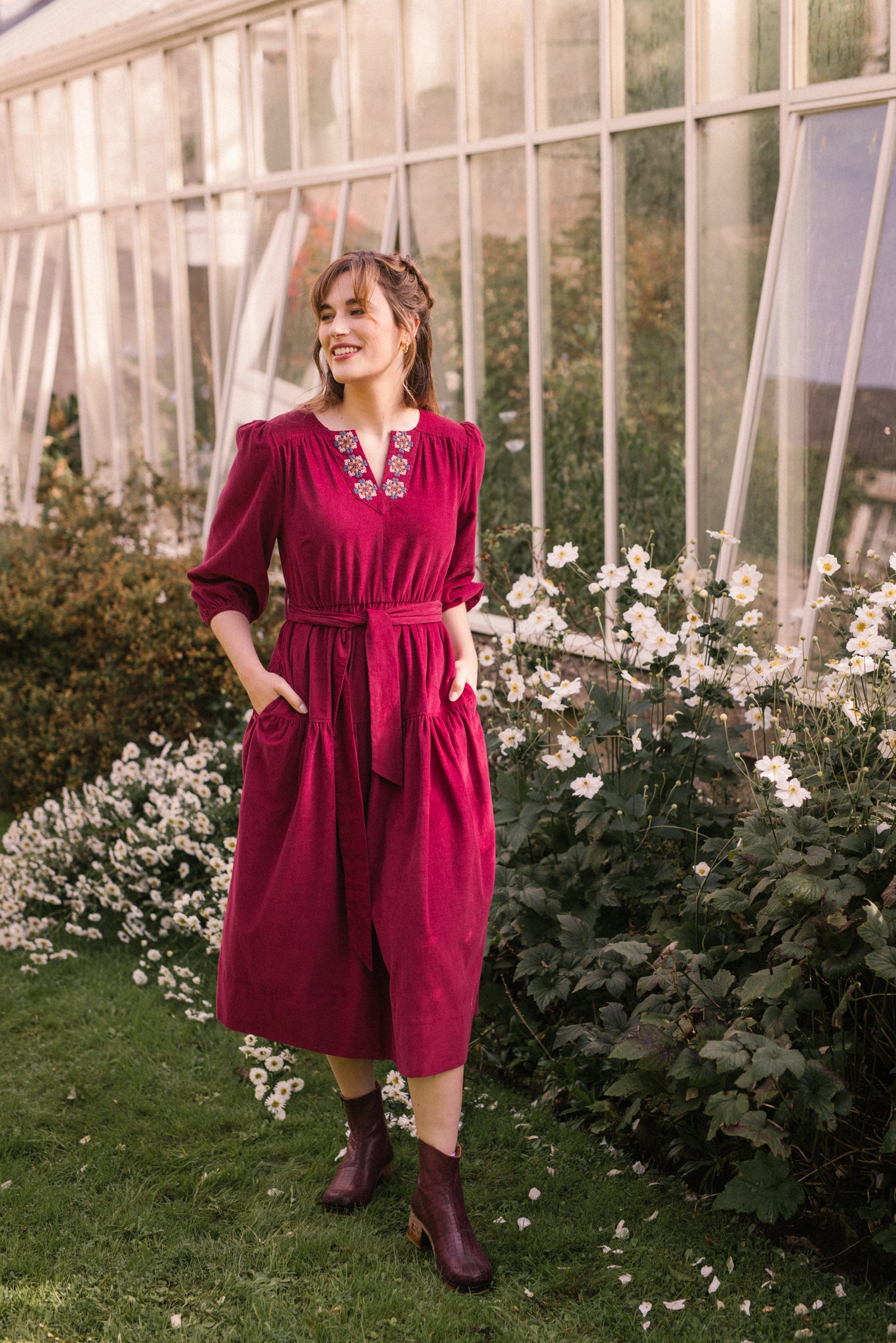 Miriam Corduroy Dress in Plum