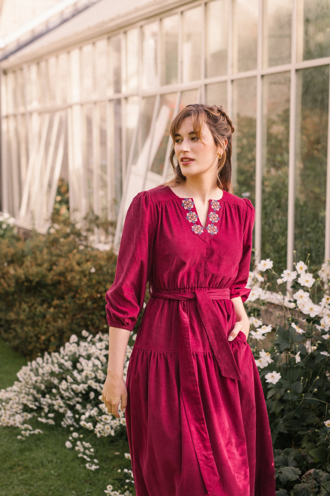 Miriam Corduroy Dress in Plum