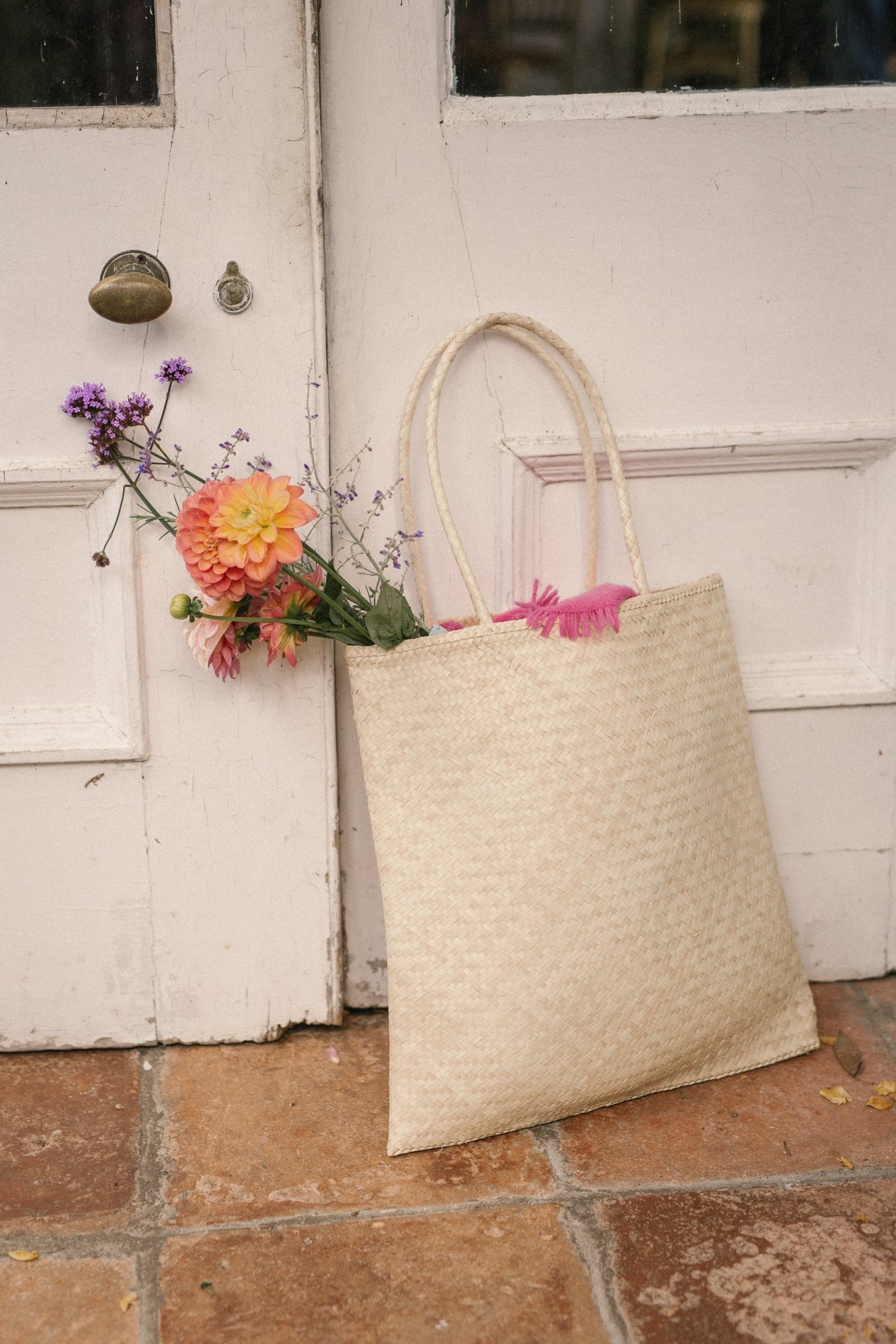 Bolso de compras Raffia Square liso