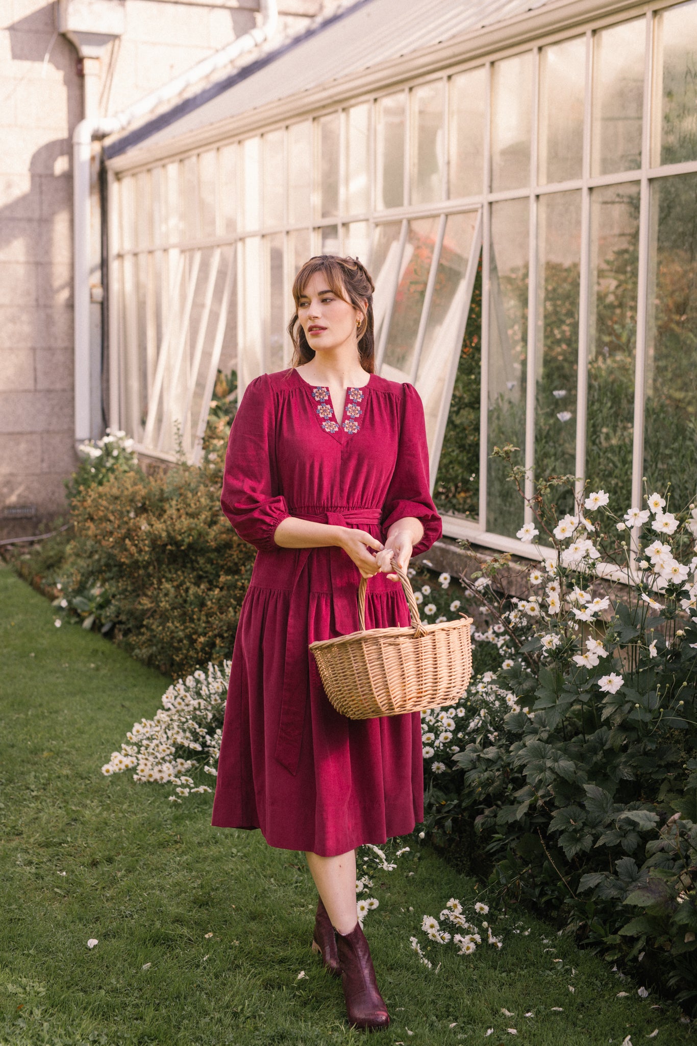 Miriam Corduroy Dress in Plum