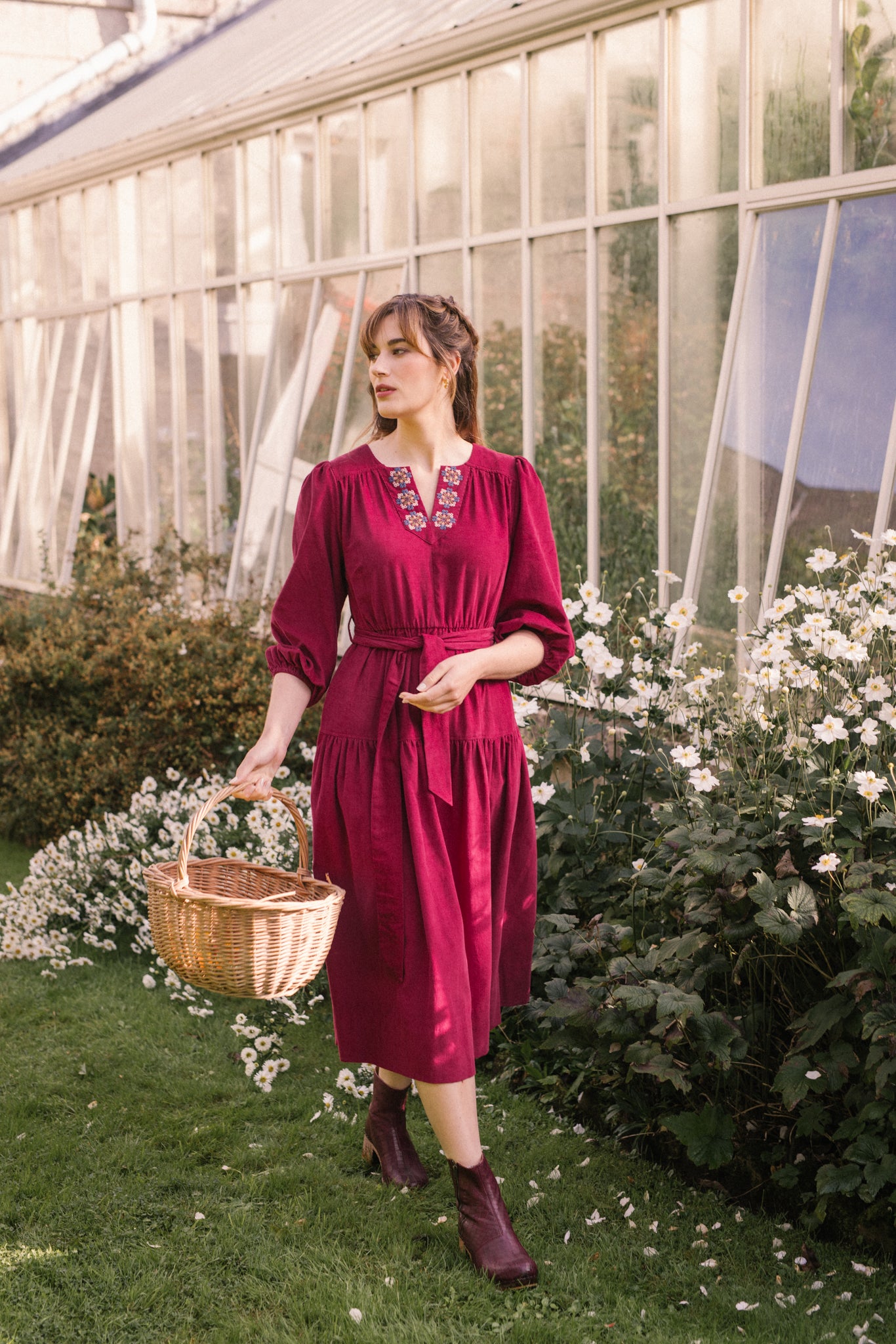 Miriam Corduroy Dress in Plum