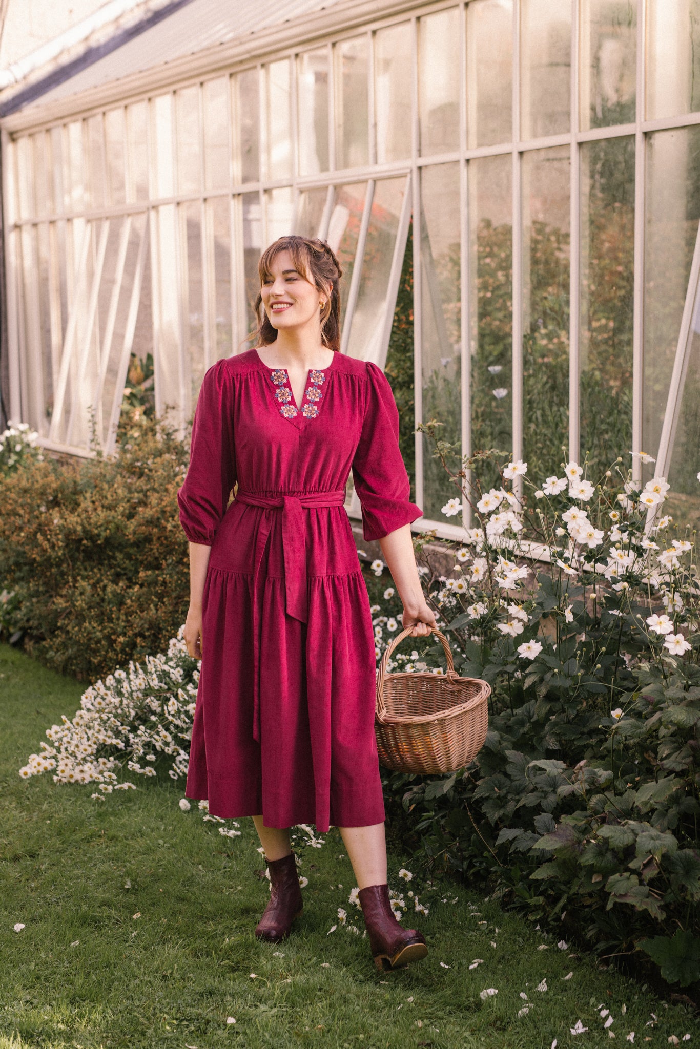 Miriam Corduroy Dress in Plum