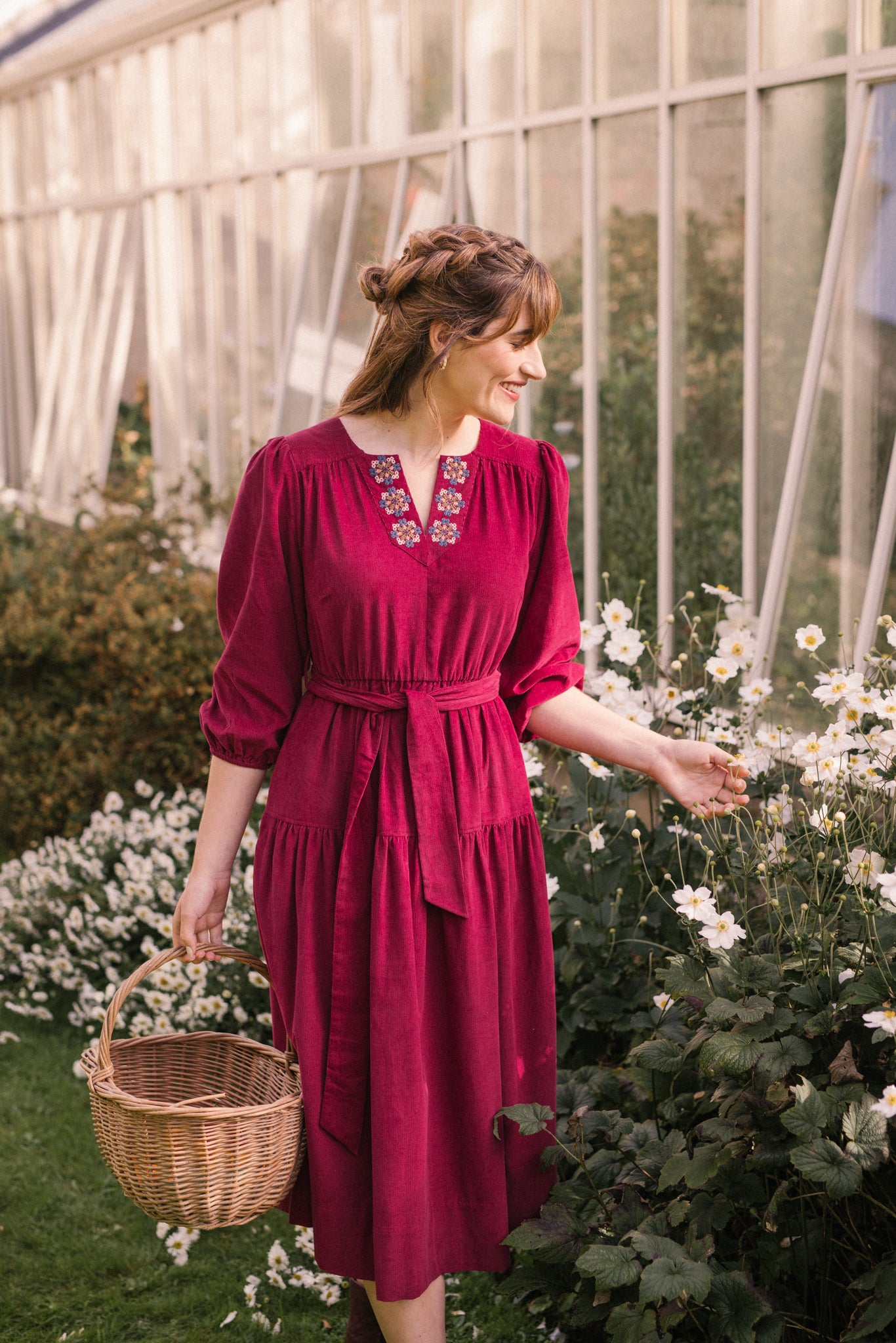 Miriam Corduroy Dress in Plum