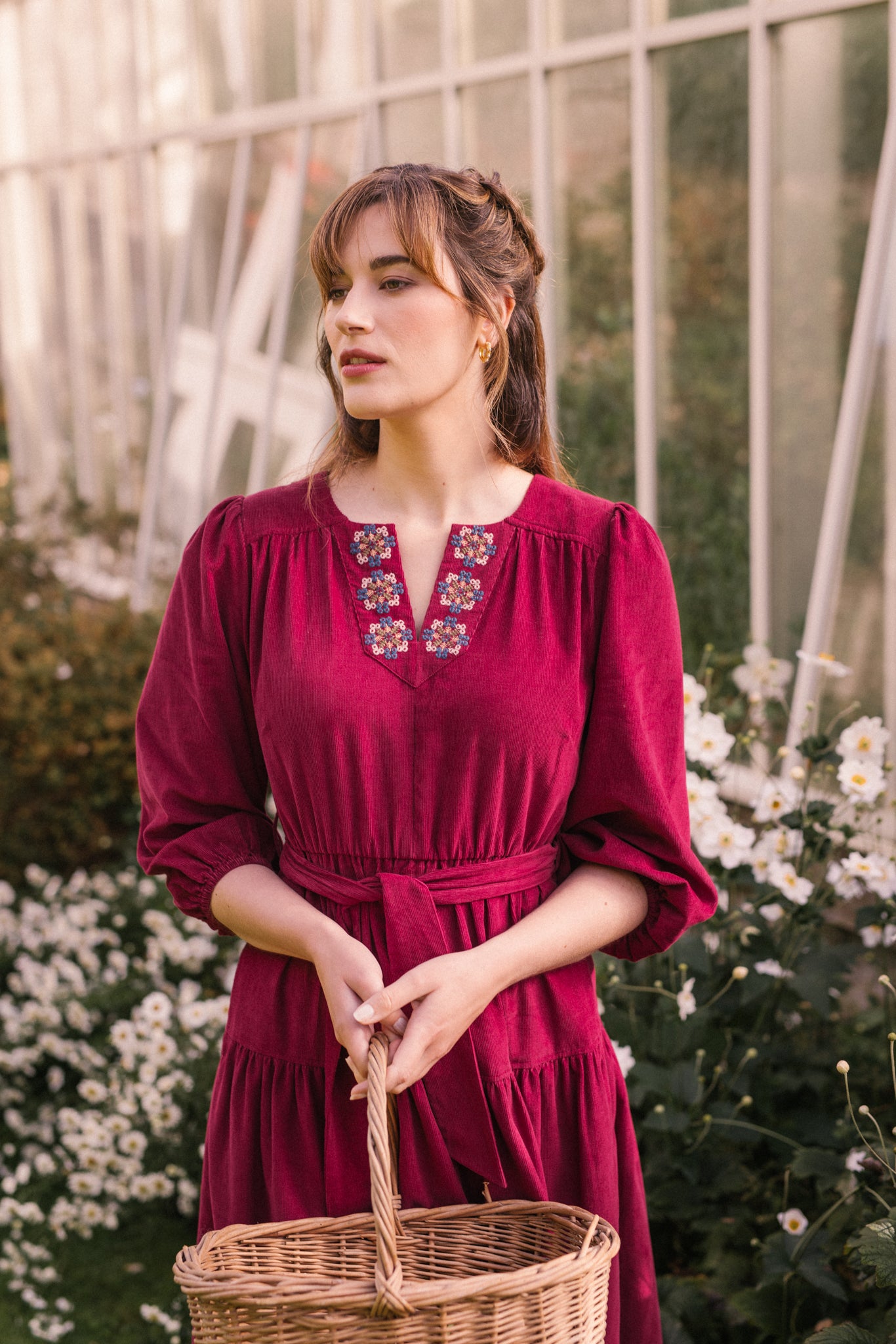 Miriam Corduroy Dress in Plum