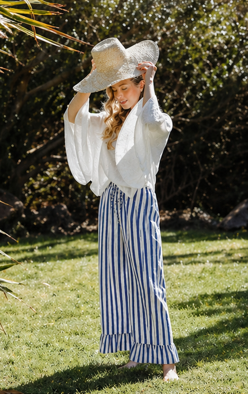Audrey Stripe Trousers - Blue/White - Coming Soon