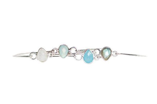 Silver Single Stone Bracelet - Aqua
