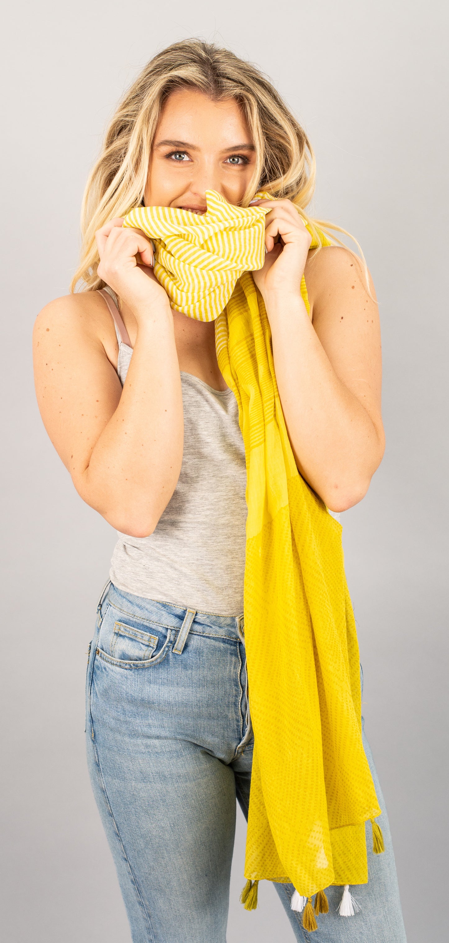 Mustard Tassel Scarf